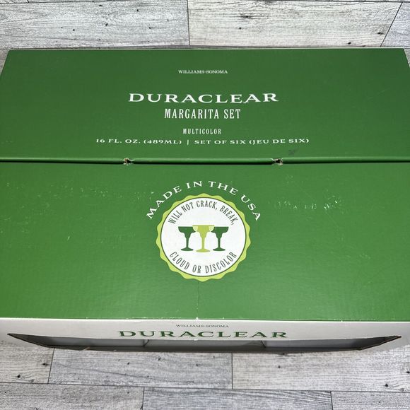 Williams Sonoma Duraclear Margarita Glasses Set Of 6 Multi Color New - Picture 3 of 4